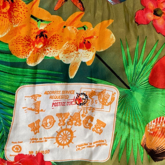 Vintage ECHO Silk Scarf Beach‎ Ocean Australia Travel Postcard Tropical Flowers - Picture 5 of 7